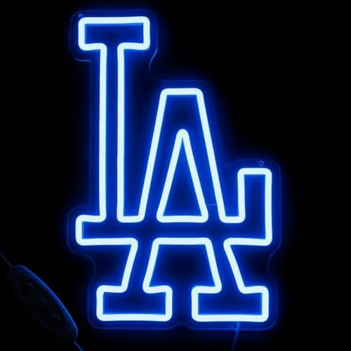 Baseball Dodgers Neon Sign for Garage, Los Angeles Cool Light for Wall Decor, Dimmable Baseball Team LED Neon Light for Fans Bedroom,Man Cave, Party Bar, Birthday Gifts, 5v USB Powered