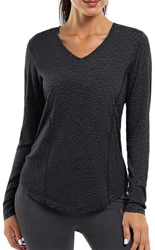 Gyabnw Maglietta Palestra Donna Maniche Lunghe Abbigliamento Trekking Donna con Inserti in Rete per Traspirabilità e Comfort Adatto per Corsa Yoga Ciclismo Tennis Trekking