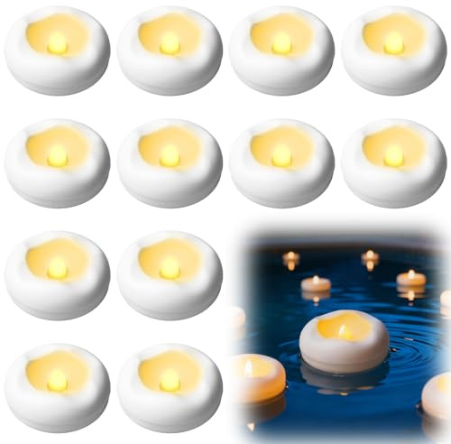 Behogan 12 stycken LED-flytande ljus: 5,8 x 2,5 cm PP vattentäta värmeljus, vattentäta elektroniska flamlösa värmeljus, batteri LED simljus, för fest, fest och bröllopscenter
