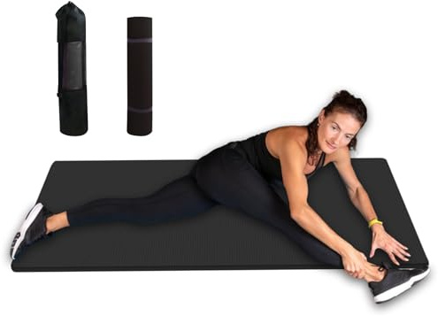 Träningsmatta, halkfri stötdämpande träningsutrustning, yogamatta extra tjock med förvaringsväska – för kvinnor män pilates golv stretching träning fitness inomhus utomhus träning