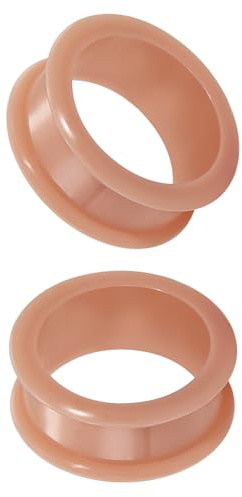 XIMAX 2PCS Thick Walled Silicone Double Flared Flesh Skin Tone Ear Gauges Tunnel Plugs Soft and Smooth Skin Silicone Stretchers Expander Hide Retainer for Women Men 4G-1&1/2 5-38mm