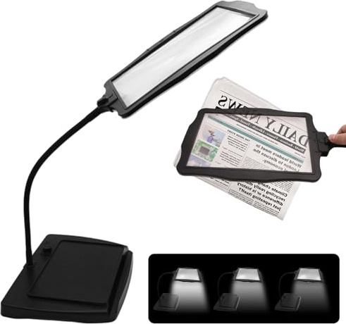 Lampe Loupe avec Lumière Et Support 3X, Loupe De Lecture avec Lumière Et Support, 2 en 1 Lampe Loupe De Bureau 48 LED, USB 360° Lampe pour La Lecture, La Couture, Les Travaux Manuels(Lumière Blanche)