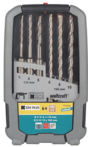 wolfcraft Betonbohrer-Set HM-bestückt, SDS-plus, Ø 5-10 mm, 6-tlg. I 7113000 I Für Bohrungen in Beton, Naturstein, Kunststein