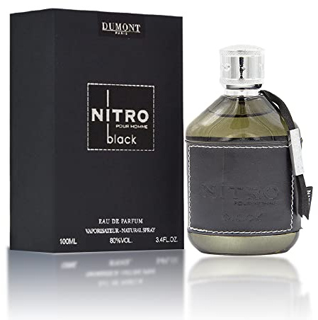 Dumont Nitro Black 3.4 Fl Oz Eau De Parfum for Men – Dark Sweet Fruity Woody Fragrance – Luxurious Long Lasting Scent