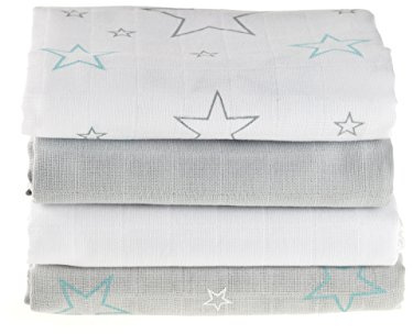 MAKIAN Mulltücher/Mullwindeln/Spucktücher / 4er Pack, 70x70cm, schadstoffgeprüft Öko-Tex Standard 100, 100% BW, doppelt gewebt, Premium Qualität