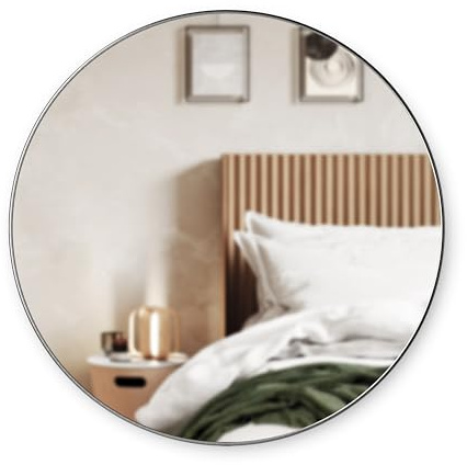 Umbra Hubba Wandspiegel - Runder Spiegel und Wanddeko für Diele, Badezimmer, Wohnzimmer und Mehr, 86 cm, Titan