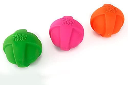 Hartz DuraPlay Ball Squeaky Latex Dog Toy, Neon Green, Neon Pink & Neon Orange, Large 3 Count Pack