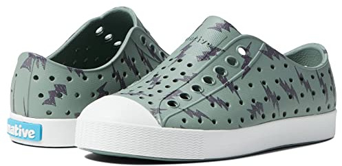 Native Shoes Girls Jefferson Print (Little Kid), Green Folk White Shell Onyx Lightning, 13 US Little Kid