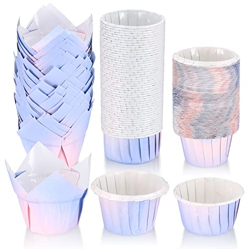 TOOINKCV 150 Piezas para Magdalenas, Tazas de Papel para Cupcakes, Moldes de Hornear para Muffin y Fiestas de Cumpleaños