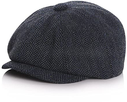 JowTreex Boys Vintage Newsboy Cap Tweed Flat Beret Hat Cabbie Driver Hats for Kids for Kids Pageboy Hats (as8, Age, 4_Years, 7_Years, Navy, Medium)