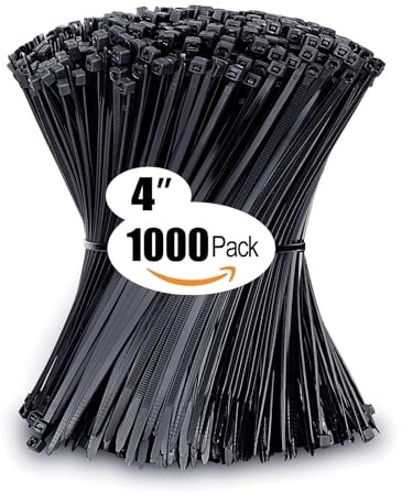 Small Zip Ties, Zip Ties 4 inch with 18 lb Tensile Strength, Black Cable ties, 1000 Pack, ANOSON