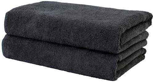 Polyte - Profi-Handtücher für Friseure - schnelltrocknend & fusselfrei - Mikrofaser - Schwarz - 50 x 101 cm - 2 Stück