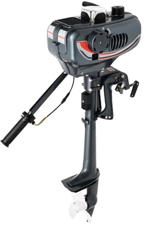 Utombordsmotor båtmotor, 6 hk 2-takts motorbåtmotor vattenkylning bensinmotor utombordsmotor för gummibåtar, fiskebåtar, segelbåtar och små yachter (2-takts 3,5 hk)