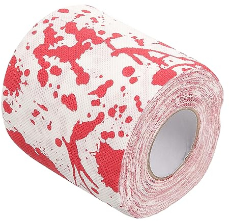 Healeved Rotolo di Carta Igienica Creativa Rossa per Halloween Motivo Macchie di Sangue, Carta Sottile per Decorazioni e Feste a Tema Bagno