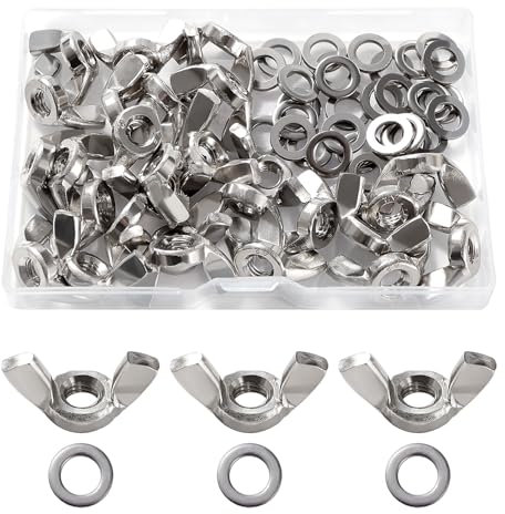 Lyeteung 30 Pièces M6 Écrou Papillon, Écrous À Oreilles en Acier Inoxydable, d'Écrous Papillon Métriques à Main, avec 30 Pièces Rondelles Plates, pour Outils de Bricolage