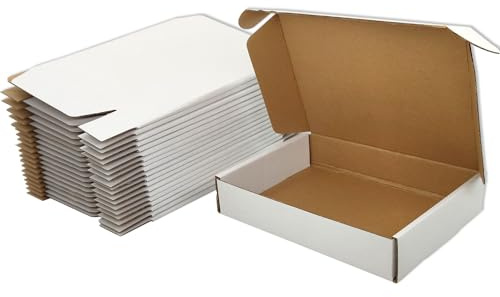 Cenoid små postlådor, 20 x 14 x 4 cm vita portopaket, fraktkartonglådor för postning, leverans, förpackningslådor för småföretag (förpackning med 25)