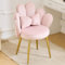 LEADZM Fauteuil avec Dossier pétale Chaise Coiffeuse Relax de Salon, de Chambre, Fauteuil de Cuisine et Salle à Manger avec Pieds en Or (Dossier Petal, Rose)
