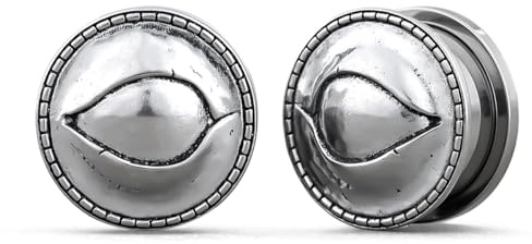 COOEAR Túnel de oreja y tapón de rosca, medidores de carne para pendientes, diseño de ojo a juego derecho e izquierdo., 2g(6mm), Acero inoxidable, Arenisca