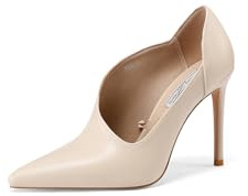 QUEEN HELENA Scarpe Eleganti con Tacco a Spillo Décolleté a Punta Chiusa Donna K3508 (Beige Pu, Sistema Taglie Calzature EU, Adulto, Donna, Numero, Media, 37)