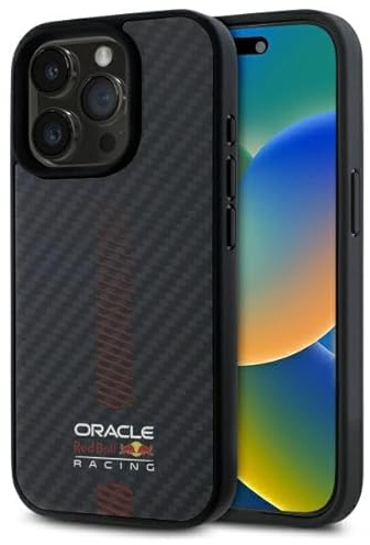 CG MOBILE Red Bull RBHMP15L24CFGSMK Hülle für iPhone 15 Pro 6.1 Schwarz Kohlefaser-Powerbar kompatibel mit MagSafe