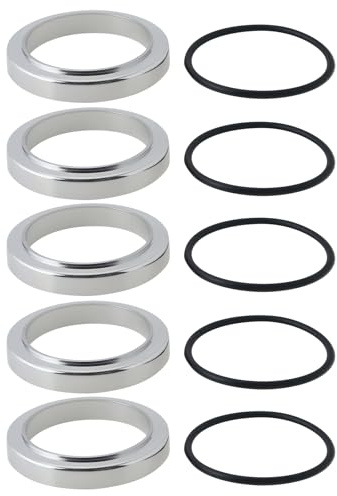 VGOL Set of 5pcs Basin Tap Base Rings with ABS Seal for Washbasin Taps OD 51.7mm ID 39.2mm Height 7.6mm Chrome