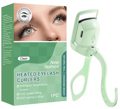 Lash Curler, Heated Eyelash Curler Applicator, Long-Lasting Natural Lift, Quick Warm-Up Beauty Tool, Safe Compact Design, for Travel Home Salon Events Makeup Use, 3.19 x 1.81 x 6.1 Inches