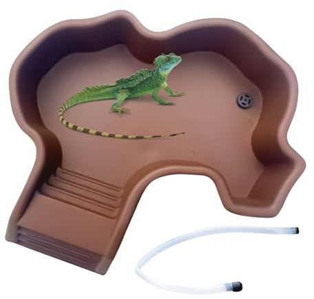 Piscine pour Tortues | Piscine de Bain avec Rampe pour Tortues,Bac de Trempage avec Drainage, Distributeur de Nourriture pour Crabes Aquatiques, Gecko Léopard, Dragon Barbu, Grenouille Arboricole