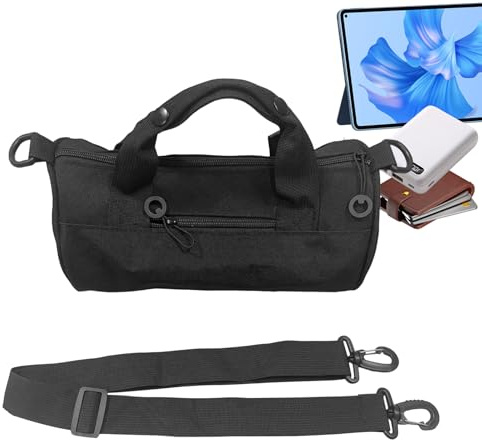 Liten för gym - 28 x 15 cm kanfasväska, lätt förvaringsorganisatör, justerbar rem träning duffelväska | vandring dans dans simning skola, Svart, riferimento alla descrizione, Se