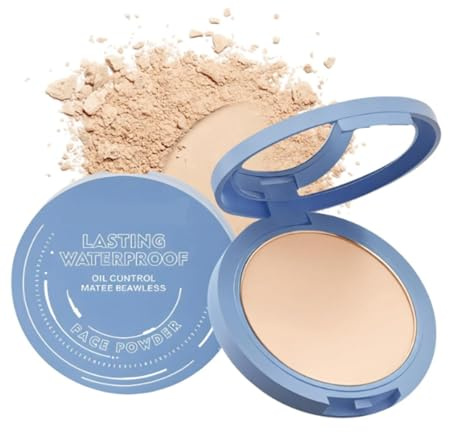 Setting Powder Translucent Face Powder, Pressed Pow-der Compact with Oil Absorbing & Blurring Effect,Fine Matte Powd-er for All Skin Types, Long-Lasting Waterproof Makeup Pow-der (02 Natural Beige)