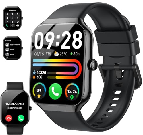 Motast 2025 Smartwatch Damen Herren,1,96 Smart Watch, Telefonfunktion,115+ Sportmodi Schrittzähler Armbanduhr, Herzfrequenz/SpO2/Schlafmonitor Fitnessuhr, IP68 Wasserdicht Sportuhr für Android iOS