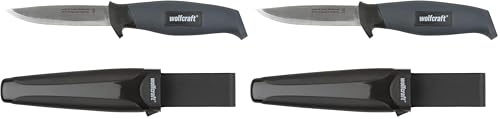 Wolfcraft Outdoor Knife with Sheath I 4085000 I Knife for hobbies, crafts and camping (Pack of 2)