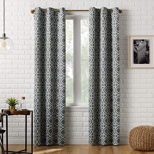 Sun Zero Barnett Trellis Blackout Grommet Curtain Panel, 40 x 84, Gray