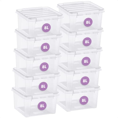 SmartStore - 10x Aufbewahrungsbox mit Deckel Classic 7L (28x28x17cm) | Stapelbare Box mit Deckel | Lebensmittelechte Kunststoffbox | Plastikbox mit Deckel & verstärkten Ecken | 10 Jahre Garantie