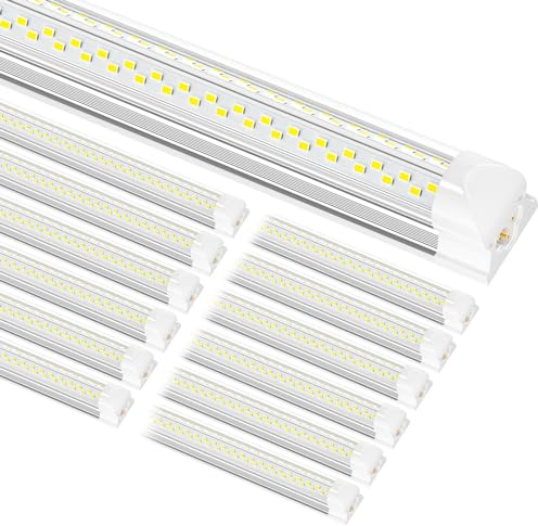 ONLYLUX 8ft LED Shop Light, 8' 100W 15000lm 6000K (12 Pack), 8 Foot Linkable led Shop Lights with Plug Fixture for Garage Workshop, T8 LED Tube Lights, High Output,