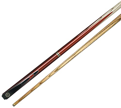 BCE Unisex-Adult Keyline 2 Piece North American Ash Cue-145cm-9.5mm Tip Snooker English Pool Cue, Black Butt/Natural Wood Shaft, 57 (145cm)