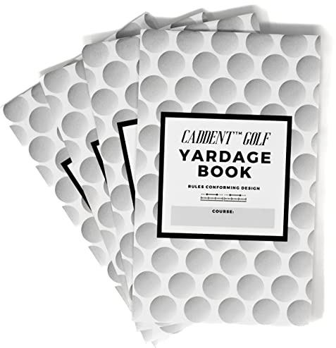Caddent Golf Yardage Book (4-Pack) Rules Conforming Notebook with Fairway and Green Mapping Pages – Compatible Most Score Holders Holder Made in USA, 4 x 6.5-inch