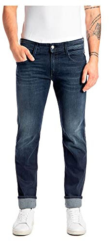 Replay men's jeans Anbass slim fit with power stretch, blue (Dark Blue 007), 34W / 32L