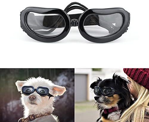 PETLESO Hunde Sonnenbrille für Kleine Hund Hundebrille Wasserdichter Anti-UV Schutzbrille für Kleine Hunde - Transparent