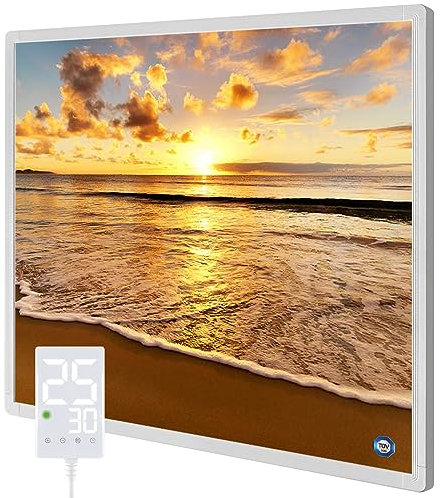 Hocosyme Calefactor Bajo Consumo 300W, Calentador Eléctrico de Bajo Consumo con Termostato Táctil - alcanza los 120 Grados Centígrados en 3 Minutos - 10 Años de Garantía - TÜV - Playa