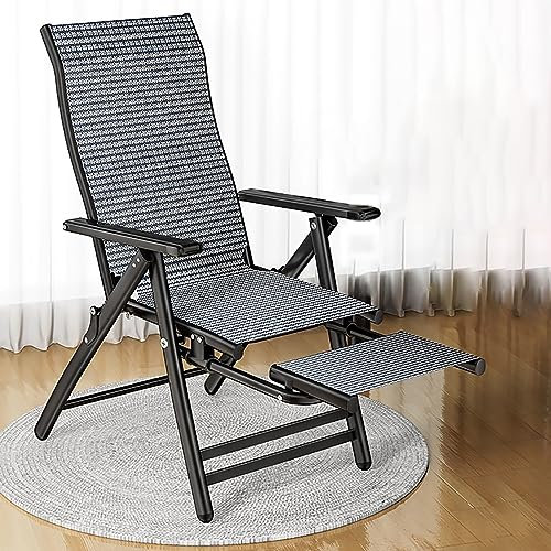 DOSSAE Klappbar Liegestuhl,Faltbar Balkon Campingstuhl,Verstellbar Rückenlehne Garten Liege,ergonomische Relaxsessel,mit Fußablage (verstellbar) und Armlehne.