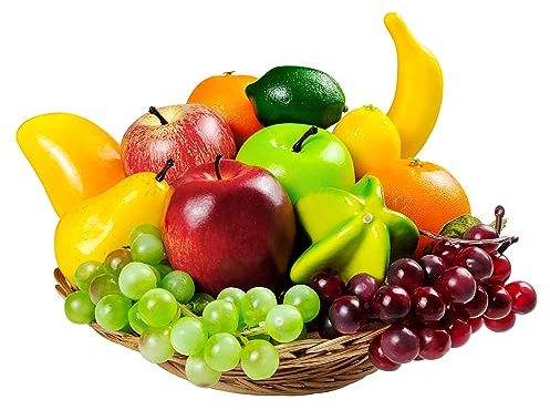 13 Pcs Artificial Fruits, Fake Fruits Decoration Home Realistic Faux Fruits for Centerpieces Simulation Fruit Party Decoration Artificial Apples Oranges Fake Grapes
