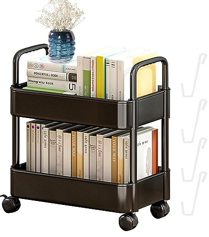 Dubbulon 2 Etagen Rollwagen - Multifunktions Aufbewahrungswagen | Aufbewahrungswagen, Servierwagen, Auf Rollen | Movable Cart Rollwagen Organizer Wagen Mit 4 Rädern Für Küche Make-up Badezimmer Büro