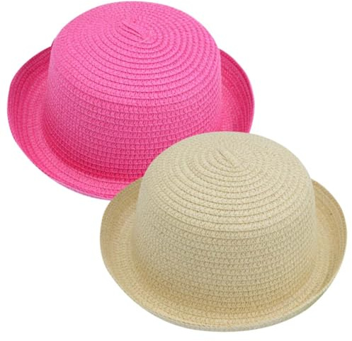 AOOPOO Lot de 2 Chapeau de Paille pour Enfants 3-9 Ans Chapeau de Soleil d'été Filles Garçons Chapeaux Protection Solaire pour Plage Voyage Randonée