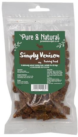 Pure & Natural Grain Free Dog Treats for Training - high value dog training treats Value Dog Training Treats | Healthy Dog Treats for Small Dogs to Large Breeds - Venison, 100g