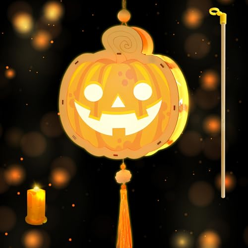 Lets Joy Lanternes en Bois Halloween, Kit de Bricolage Lanterne pour Enfants, Halloween Lanternes pour Enfants, DIY Lanterne pour Enfants, LED Décoration de Fête d'halloween pour Enfants Faveurs