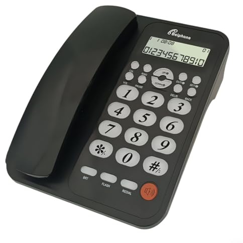 Digital Corded Landline Phone With Answering Machine For Home Office, Caller ID, Call Waiting, Hands-Free Function(black)