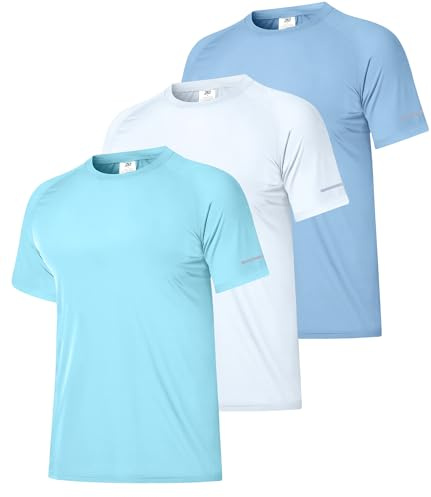 Boyzn 3er Pack UV Shirt Herren UPF 50+ UV-Schutz Rashguard T-Shirt Schnelltrocknend Schwimmen Shirt Atmungsaktiv UV Badeshirt Wandershirt Sportshirt Surf Angeln Kurzarm T Shirts für Herren 3P06-M