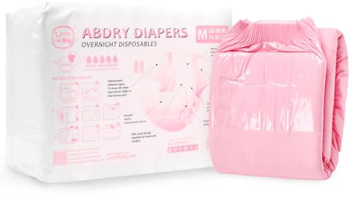 LittleForBig Pañal para Adultos con Cintas Ajustables 10 Piezas - ABDry Ultra Absorbentes Rosa (Medium 71-96 cm)
