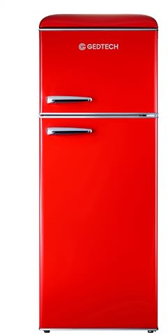 GEDTECH Refrigerateur double-porte vintage GDPV215RD - Congélateur haut - Rouge - Capacité 215L - Faible conso