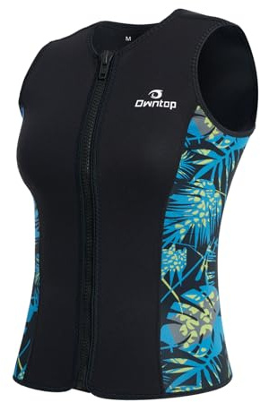 Owntop Neoprenanzug Oberteil Frauen | 3mm Thermische Ärmellose Neoprenweste | Neoprenanzug Jacke | Warm Bequem | Surfen Schnorcheln Schwimmen Tauchen | Schwarz&Grün S